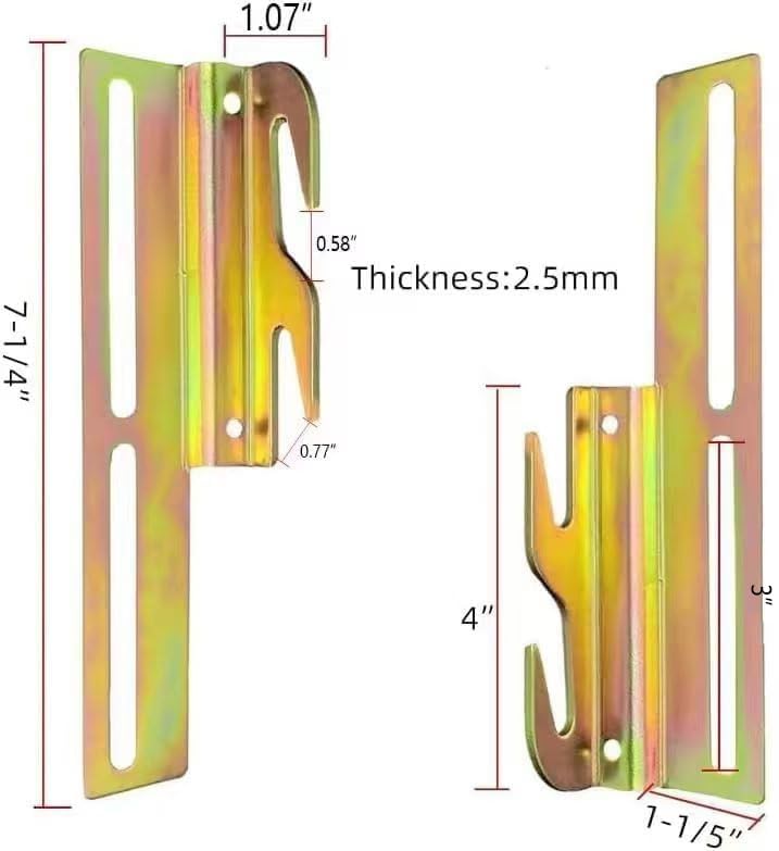 2Pcs 711 Bolt to Hook on Bed Frame Conversion Brackets with Hardware Hook