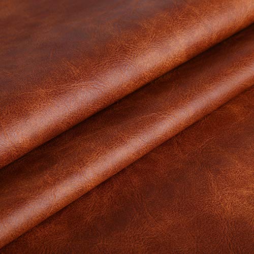 Premium Faux Leather Upholstery Fabric 1.2mm Thickness，Waterproof Upholstery Leather Distressed Bark Fabric(Brown,Pre-Cut 36"x54") - color: Brown, size: 36"x54"