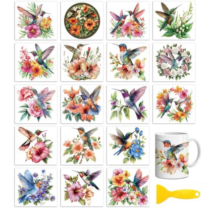 Peacoblue Hummingbird Rub On Transfers for Craft, Transfer Sticker - style: Hummingbird