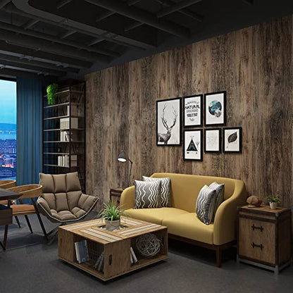 3yecao 31"×157"Brown Wood Wallpaper Peel and Stick Wood Grain Contact Paper - color: Brown, size: 31" x 157"