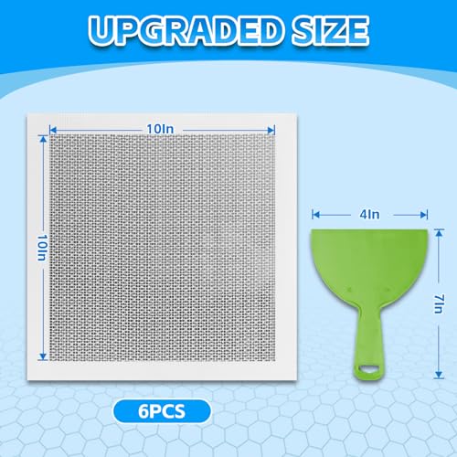 Wall Repair Patch Kit Upgraded Size, 6 Pcs 10 Inch Self Adhesive Pieces Aluminum Drywall Repair Kit, with Its Own Large Squeegee and Scraping, GMingZTong