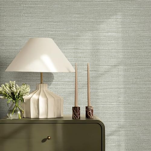 JiffDiff Grasscloth Wallpaper Peel and Stick Cream Grassweave Stick on Wallpaper Textured Self Adhesive Wall Paper Contact Paper 787" x 17.3" - color: withered, size: 17.3" x 787"