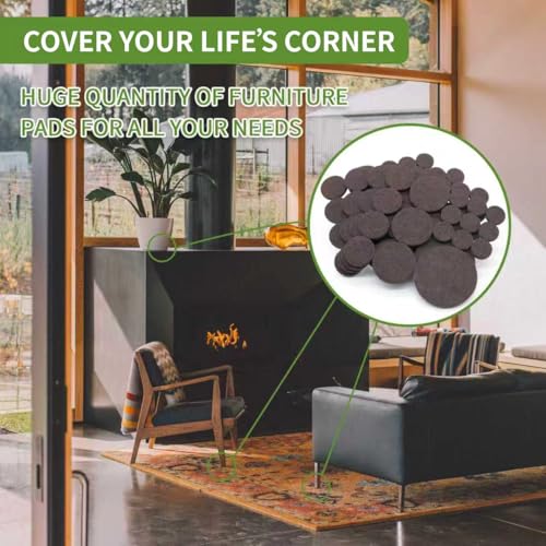 Felt Furniture Pads for Hardwood Floors 68 PCS, Round, Brown - size: 68PCS Value Pack Round Dark Brown
