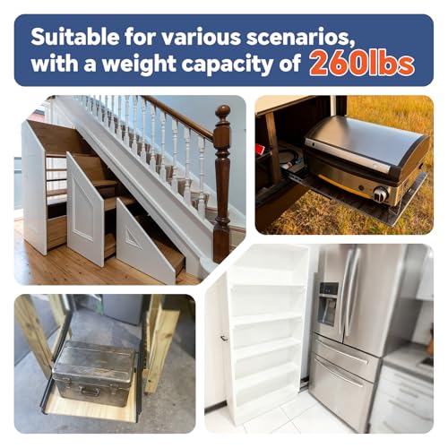 ToBeGreat 1 Pair Undermount Heavy Duty Drawer Slides 40 lnch 260 lb Load Capacity Bottom Mounted Full Extension Ball Bearing Hidden Stair Rails Cabinet Concealed Runner Glide - size: 40 Inch