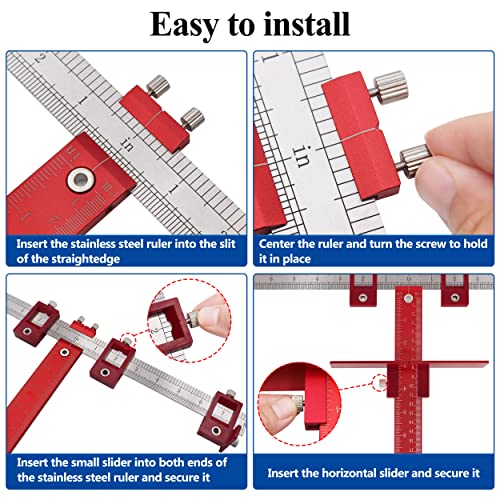 Cabinet Hardware Jig Tool Use for Handles and Pulls on Drawers/Doors-Red