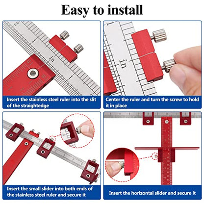 Cabinet Hardware Jig Tool Use for Handles and Pulls on Drawers/Doors-Red