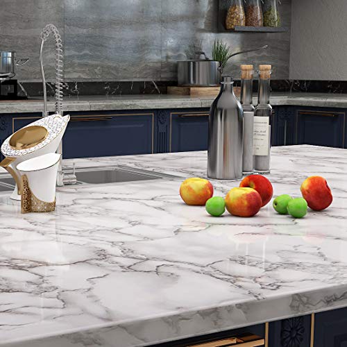 LACHEERY Large Wide 36 x 317 Inch Faux Marble Contact Paper Peel and Stick Grey White Countertop Contact Paper Decorative Marble Wallpaper for Bathroom RV Countertops Walls Desk Marble Paper Vinyl - size: 36" x 317"