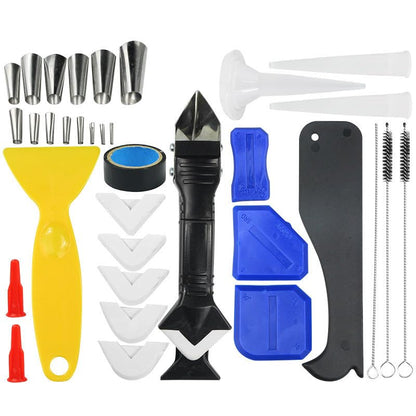 35PCS Sealant Finishing Tool Kit Multi Angle Scrapers Caulk Grout Remover With Nozzles For Bathroom Kitchen Window, Boxed - color: Boxed