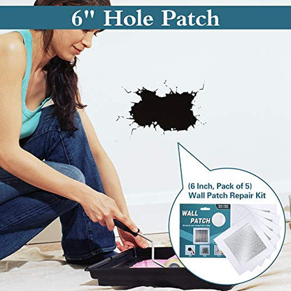 Drywall Repair Kit, 6 pcs, Aluminum Wall Repair Patch Kit - size: 6" x 6" - 5 Pcs
