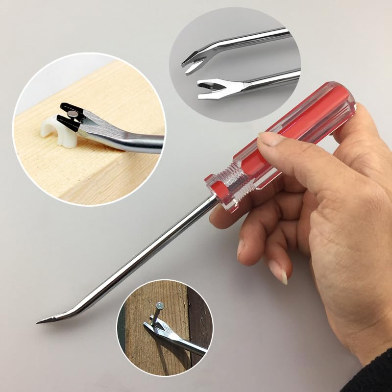 2PCS Upholstery Staple Remover Tool，Heavy Duty Staple Puller Kit with Nail Puller Pliers, Tack Remover Tool for Floor,Wooden Crates,Carpets,Walls,Photo Frame,Construction Projects - color: Red+2