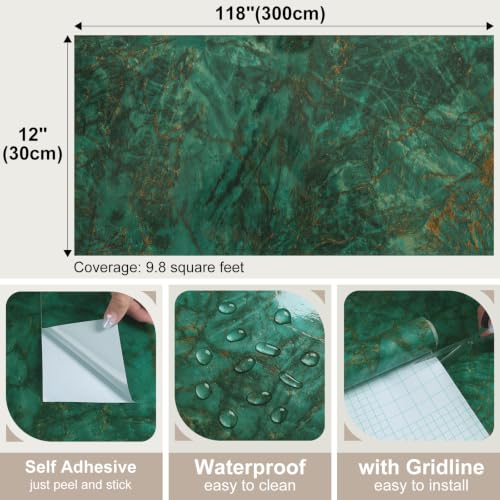 Emerald Green Marble Contact Paper Marble Wallpaper Vinyl Wrap