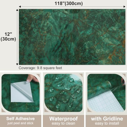 Emerald Green Marble Contact Paper Marble Wallpaper Vinyl Wrap