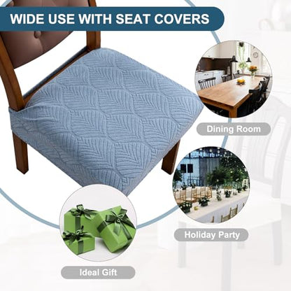 Waterproof Stretch Dining Chair Seat Covers, Set of 6 Light Blue - color: Light Blue, size: 16-20in-Rear-gapped