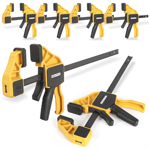 EQUIPTZ 6 Pack Bar Clamps for Woodworking – 2 Pcs 12" & 4 Pcs 6" Quick Grip Clamps Set with 150 lbs Force – Wood Clamps for Gluing, Carpentry, DIY, and Metalworking (Combo Sizes, 6 Pack) - style: Combo Sizes, 6 Pack