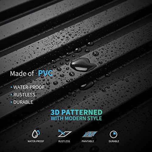 Art3d 3D Fluted Textured Slat Wall Panels, 19.7 x 19.7 in, 12-Pack, Black - color: Square - Black, size: 19.7 x 19.7in.