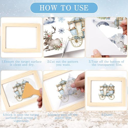 16 Pcs Snowman & Reindeer Rub-On Transfers for Furniture & Crafts - style: Winter