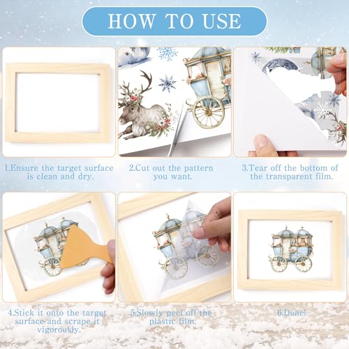 16 Pcs Snowman & Reindeer Rub-On Transfers for Furniture & Crafts - style: Winter