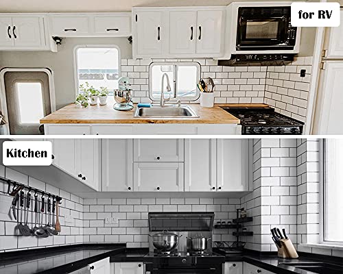 DICOFUN 1 Polished White Thick PVC Peel and Stick Backsplash, Ceramic Look Subway Tile Kitchen Backsplash Wall Tile - color: Polished White, size: 1 Sheet, 12"x12"x0.12"