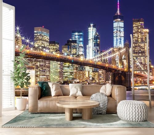 Peel and Stick City Wallpaper new york City Night View wall Mural - color: M02, size: 118"x85"
