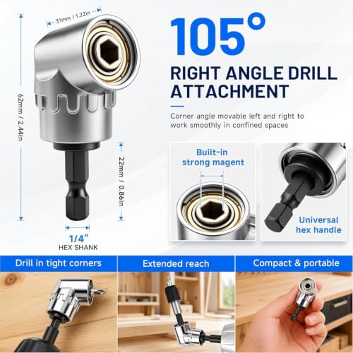 GRENPRO 28-Piece Flexible Drill Bit Extension, Right Angle Drill Attachment - size: 28PCS