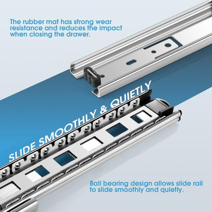 SHUHANG 10 Pair Full Extension Drawer Slides 10 Inch Ball Bearing Rails 100 lb Load Capacity Side Mount Cabinet Dresser Glides Wardrobe Kitchen Trash Can Slider Runners Silver - size: 10 Inch, style: 10 Pair (Silver)