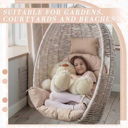 Tudomro Waterproof Egg Chair Cushion with Pillow Filling 2.58 kg Replacement Rocking Wicker Chair Cushion 48" x 32" High Back Hanging Swing Hammock Pad Thicken for Outdoor Patio Garden(Beige) - color: Beige