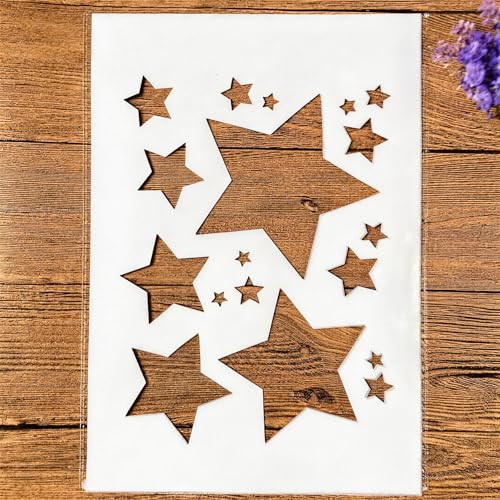 TIAMECH A4 Reusable Shinning Star Stencil for Painting - style: Shinning Stars