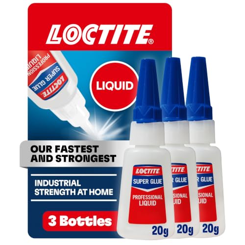 Loctite Super Glue Liquid Professional, 20g Bottle (Pack of 3) Heavy‑Duty Instant Adhesive for Plastic, Wood & Metal, Clear Superglue with Precision Nozzle, Quick‑Dry Formula - size: 3 Pack