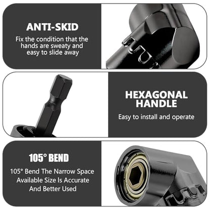 Right Angle Drill Driver, 105 Degree Adapter for Electric Drill, Screwdriver, and DIY Home Projects Black - color: Black