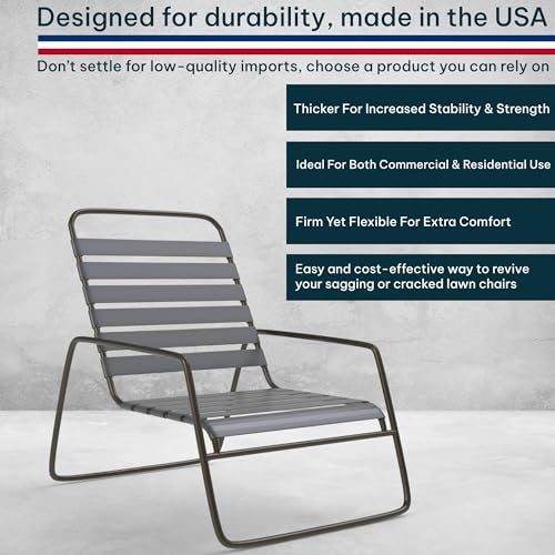 KOMORAX 200ft Long 1.5" Wide Vinyl Chair Strapping. Repair & Replacement Matte Finish.for Patio Outdoor Lawn Garden Durable Attractive (Grey) - color: Grey