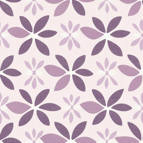 HOMETITUTE Purple Floral Petal Floor 12in Vinyl Tile - color: Purple