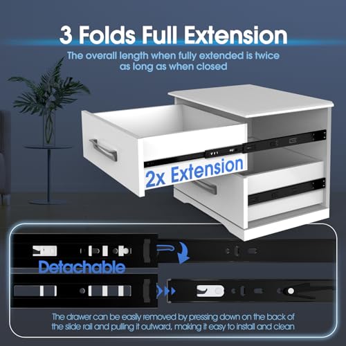 SHUHANG 1 Pair Push to Open Drawer Slides 12 Inch 100 lb Load Capacity Side Mount Press to Release Full Extension Ball Bearing Glides Rails Cabinet Wardrobe Kitchen Dresser - size: 12 Inch, style: 1 Pair (Black-Push to Open)