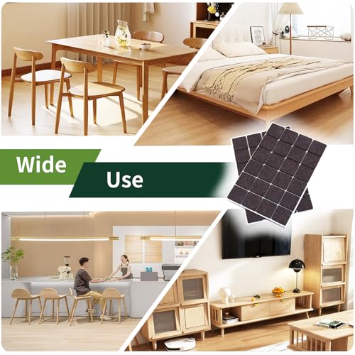 Felt Furniture Pads for Hardwood Floors 48 PCS 1" Square, Brown - size: 48PCS 1 inch Square Dark Brown