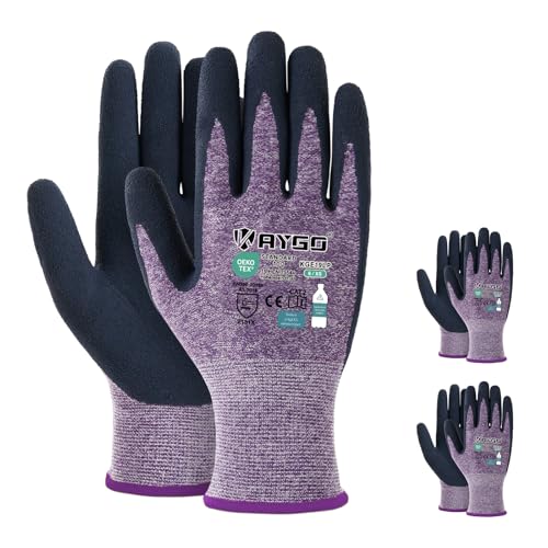 KAYGO Women's Work Gloves, Sandy Latex Grip, Breathable - color: Purple, size: Medium