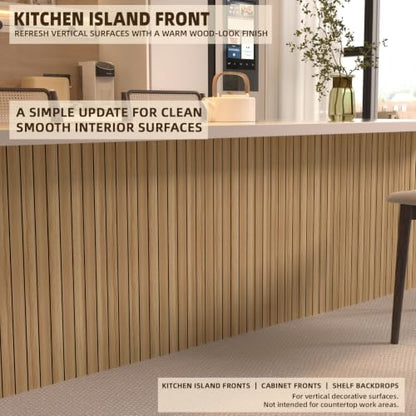 Peel and Stick Wood Slat Wall Panels, Light Yellow, 236 x 15.7 in - color: Light Yellow, size: 15.7" x 236"