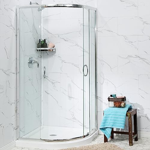 Palisade 23.2 in. x 11.1 in. Vinyl Wall Tiles in Carrara Marble (10 Pack) - color: Carrara Marble, size: Case of 23.2 in. x 11.1 in. Tiles