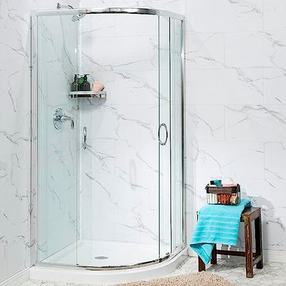 Palisade 23.2 in. x 11.1 in. Vinyl Wall Tiles in Carrara Marble (10 Pack) - color: Carrara Marble, size: Case of 23.2 in. x 11.1 in. Tiles