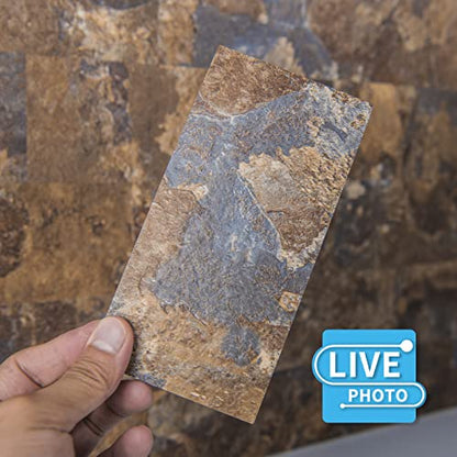 Art3d 102-Pack Peel and Stick Backsplash, Stick on Subway Tile, Rust Slate - color: Rust-slate
