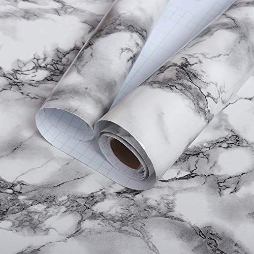 VEELIKE Modern Black and White Marble Contact Paper for Countertops Waterproof Glossy Marble Wallpaper Peel and Stick Countertops 15.7''x118'' Self Adhesive Counter Top Paper for Kitchen Bathroom Desk - size: 15.7" x 118"