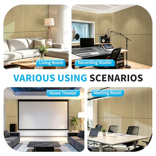 Art3d 47 x 23.6 Inch Acoustic Wood Slat Design Wall Panels, 4-Pack, Oak - color: Oak, size: 23.6" x 47"