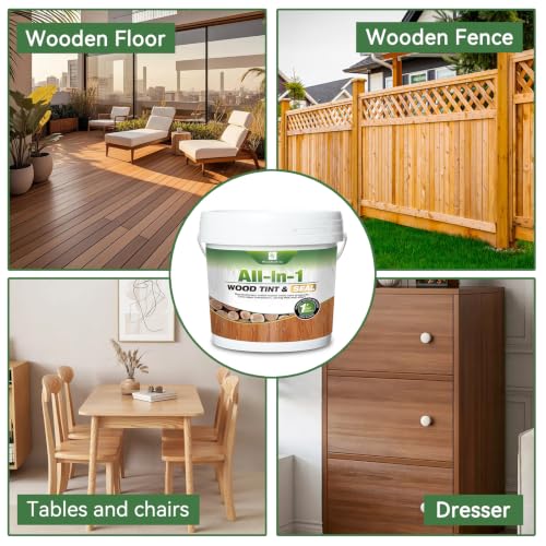 Advanced Wood Stain and Sealer in One, (Transparent, 1Gallon/128oz), Enhances Wood Grain, Waterproof, Flexible, Crack Resistant, Weather Resistant, Non-Toxic Environmentally Friendly - color: Transparent, size: 1Gallon/128oz