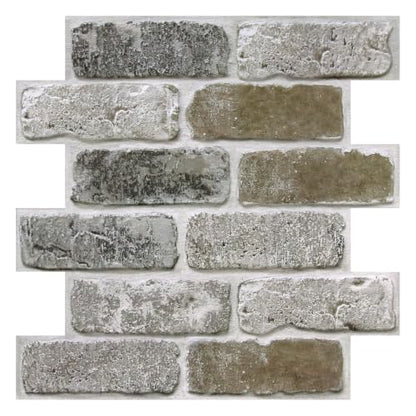 COMSTICKC 3D Faux Brick Wall Panels Peel and Stick, 10 Pcs 11.8" x 11.8" - color: Brown Gray-1