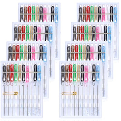 MTLEE 14 Boxes 140 Pieces Quick Fix Sewing Kit, Easy Pre Threaded Needle - color: Stylish Color