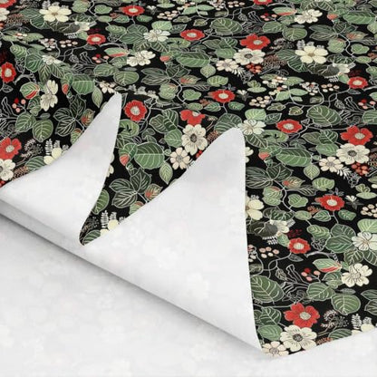 Erosebridal Flowers Black Red Floral Women Garden Fabric by The Yard - color: Black Red, size: 5 Yards