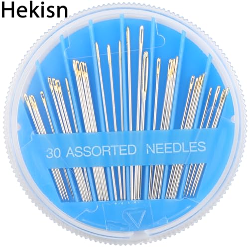 Hekisn 30pcs Premium Hand Sewing Needles, 6 Sizes 30-Count Assorted Sewing Needles, Stitching Needles for Hand Sewing Repair，Sewing Sharp Needles Sewing Repair Embroidery Needles (2, Blue) - style: Blue