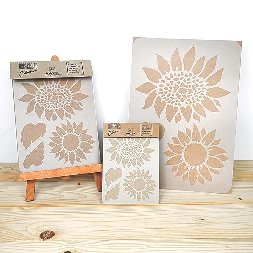 NAKLEO DIY Reusable Plastic Stencil - 21x30cm / 8.3” x 11.7” - Sunflowers Leaf Nature - Art Craft Wall Painting Pattern Template Scrapbooking Decoupage - Fabric Furniture Wood - color: Sunflower, size: A4