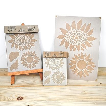 NAKLEO DIY Reusable Plastic Stencil - 21x30cm / 8.3” x 11.7” - Sunflowers Leaf Nature - Art Craft Wall Painting Pattern Template Scrapbooking Decoupage - Fabric Furniture Wood - color: Sunflower, size: A4