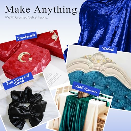 1 Yard 63" Wide Royal Blue Stretch Crushed Velvet Fabric - color: Royal Blue, size: 1 Yard