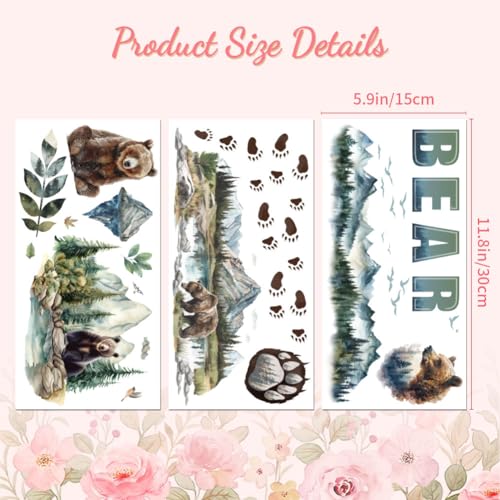 Peacoblue Forest Bear Rub On Transfers for Furniture Craft 6"x12" - style: Forest Bear