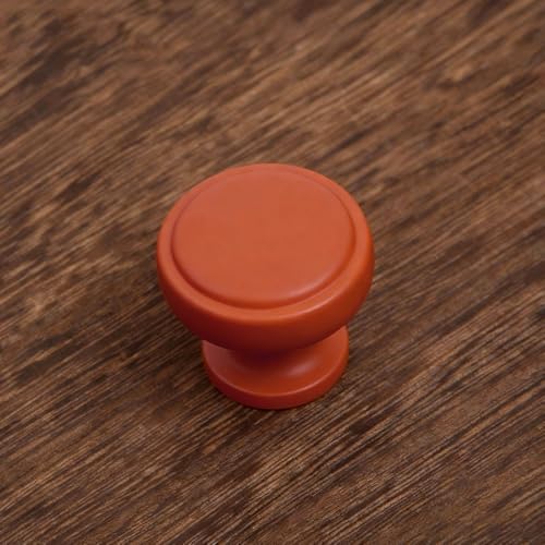 Soft-Touch Orange Solid Zinc Alloy Cabinet Knob 4 Pack Round Knurled Cabinet Handle Hardware Drawer Pulls (4, Soft-Touch Orange) - color: Soft-Touch Orange